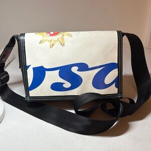 Red by Armin Roth Recycled Billboard Vinyl Velcro Closure Crossbody Bag